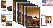 Load image into Gallery viewer, Elegant Set of 6 Black 12x18 Picture Frames with Stylish Wood Grain Finish