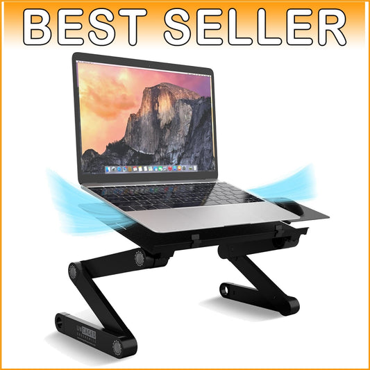 WorkEZ Portable Laptop Stand with Cooling Feature - Adjustable Height Desk Riser