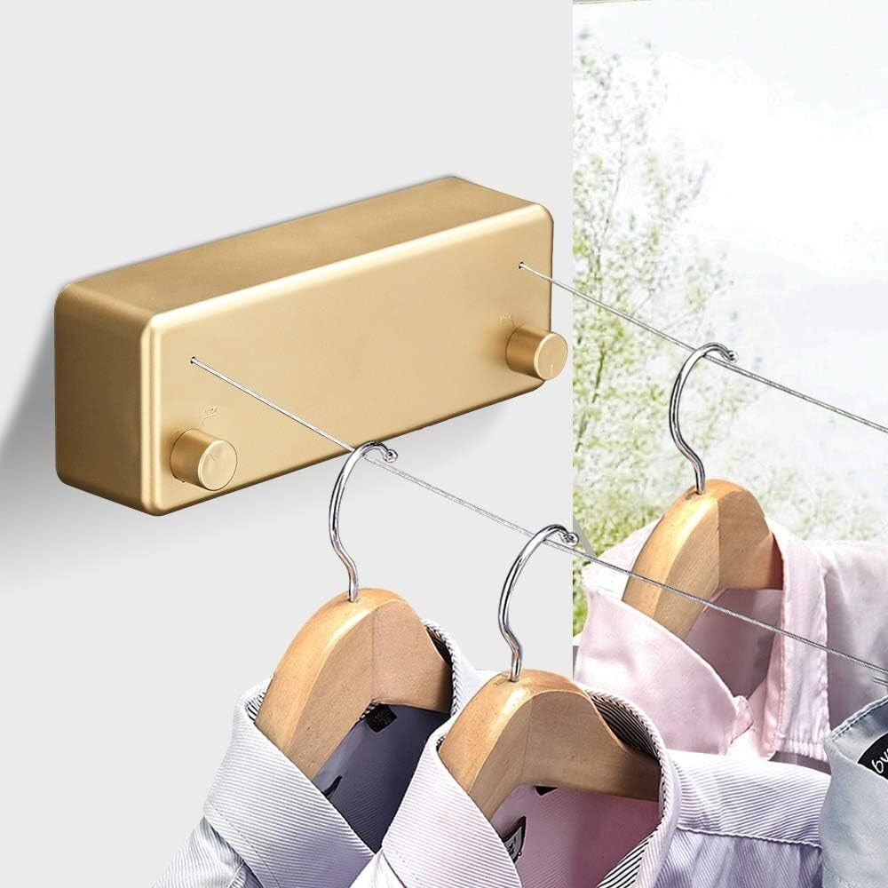 Durable Gold Retractable Clothesline with Dual Ropes - Perfect for All Clothing