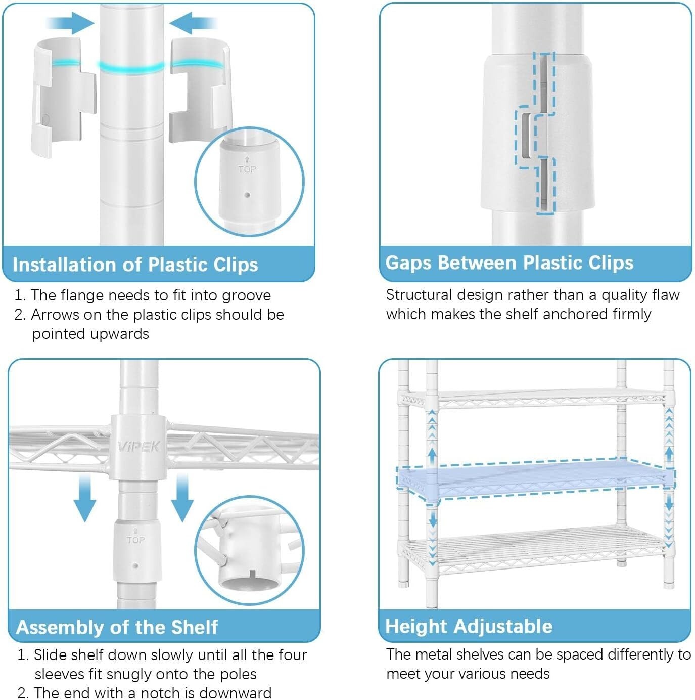 Freestanding White Closet Wardrobe Rack - Supports 890 lbs, 8 Shelves Included