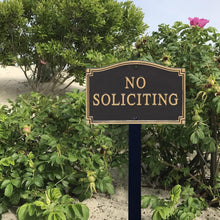 Load image into Gallery viewer, Sleek 5.75" x 9.5" No Soliciting Sign with Lawn Stake - Stylish Yard Decor