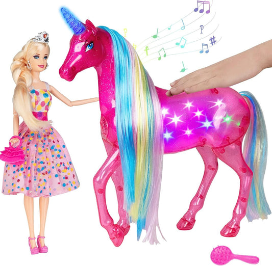 Magical Unicorn Doll Playset with Bright Lights & Sounds - Ideal Gift for Girls