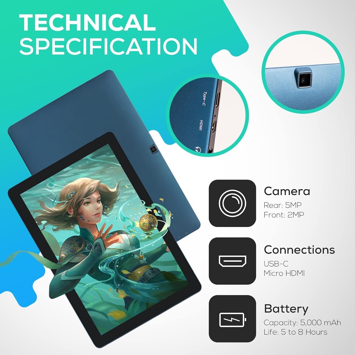 Portable 10-Inch Drawing Tablet with High-Resolution Screen – Ideal for Artists