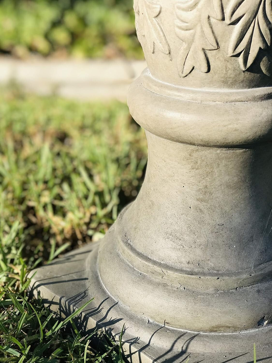 Elegant 24.5" Traditional Flower Pattern Concrete Birdbath for Garden Birds