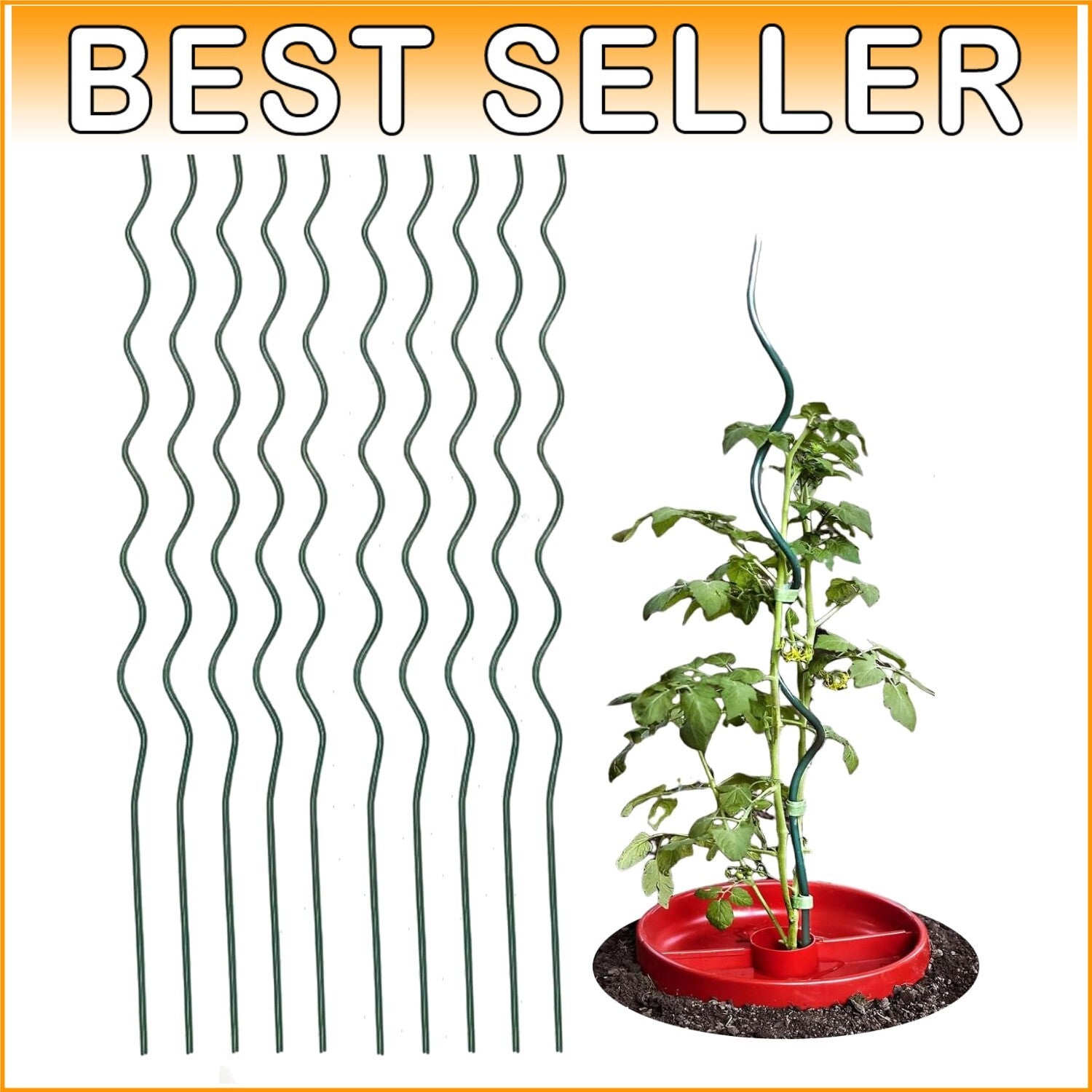 Durable 59-Inch Vinyl Coated Tomato Stakes - 10 Pack Climbing Plant Supports