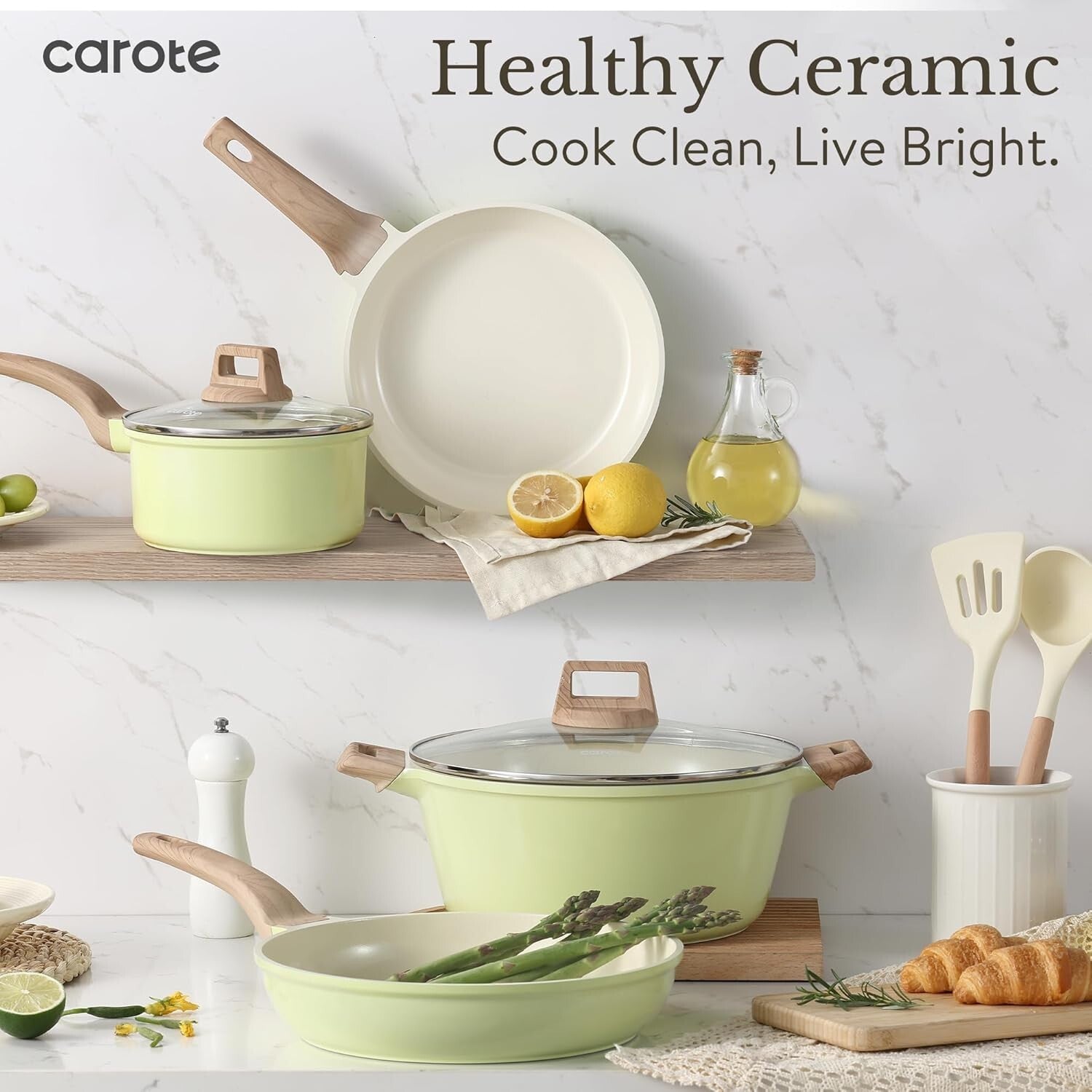 Ceramic Non-Stick Cookware Set – 21-Piece Kitchen Essential for Healthy Cooking