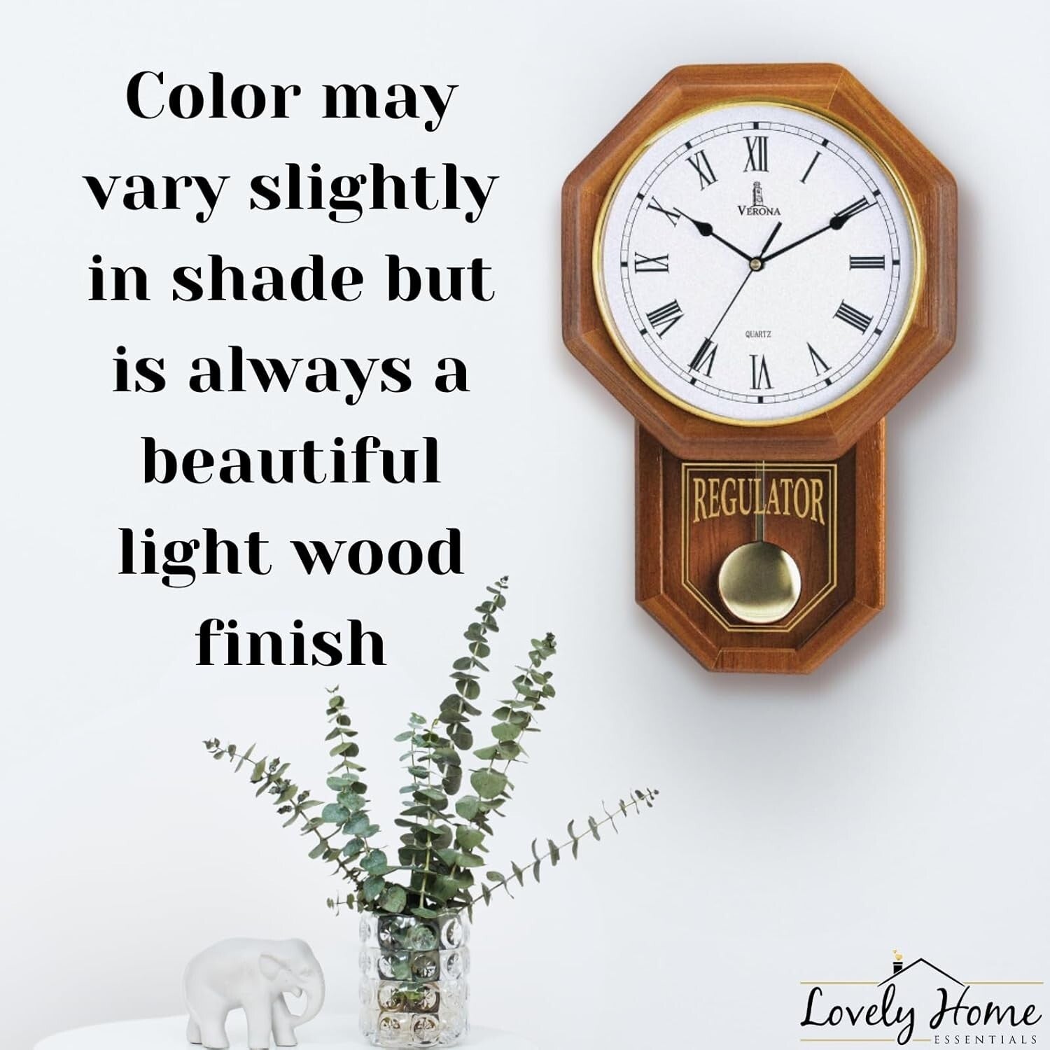 Battery-Operated Non-Chiming Wooden Pendulum Clock - 18" x 11" Classic Decor