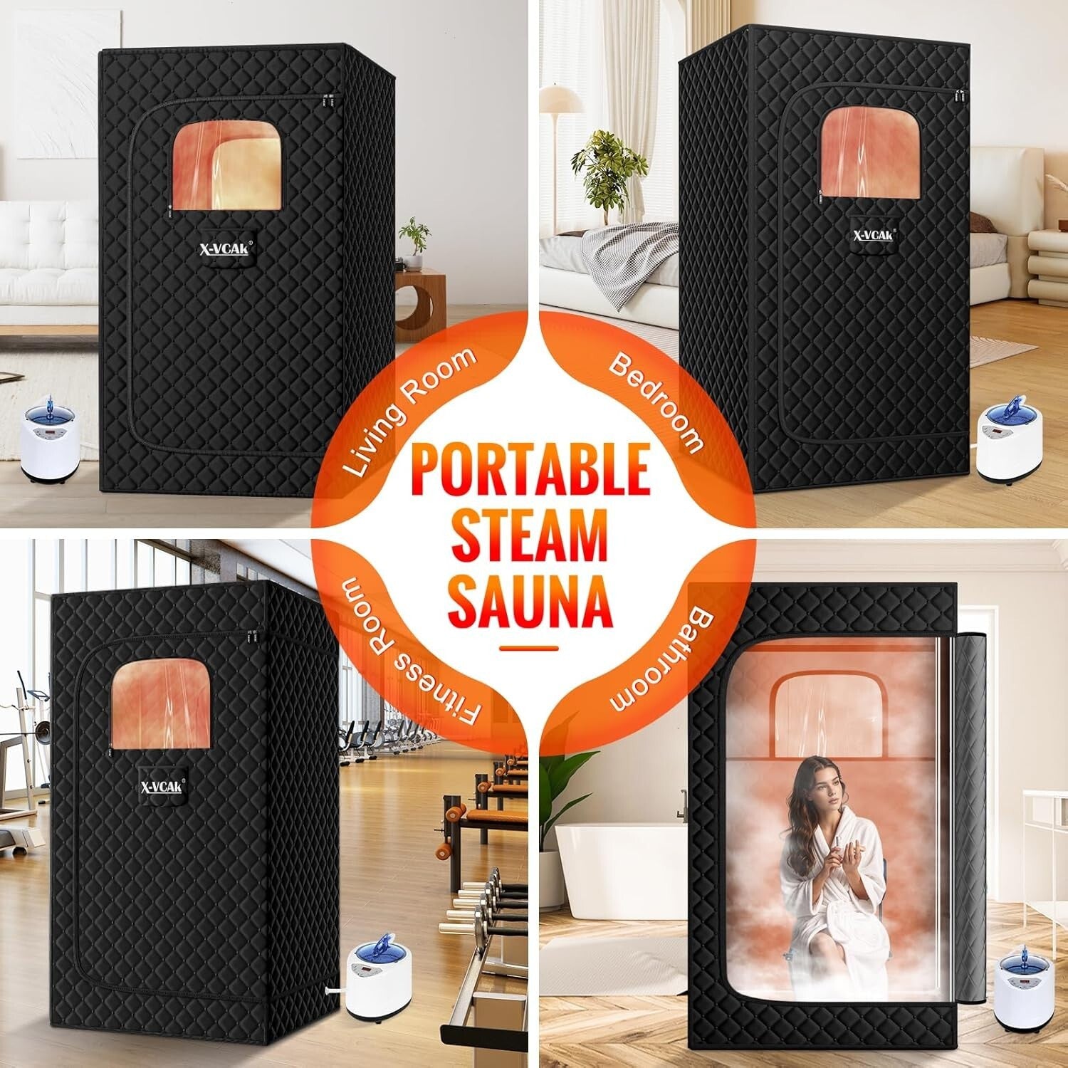 Portable Steam Sauna with Steamer for Ultimate Relaxation - 2.6' x 2.6' x 5.9'