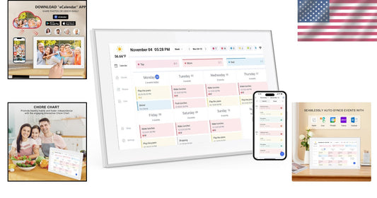 Compact 15.6'' Family Scheduling Digital Calendar with Wall Mount & Desk Stand
