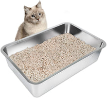 Load image into Gallery viewer, 23.5"L x 15.5"W Stainless Steel Cat Litter Box | Anti-Slip, Odor-Free Design