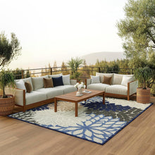 Load image into Gallery viewer, Stain-Resistant Blue Multicolor 9' x 12' Floral Outdoor Rug – Durable &amp; Stylish