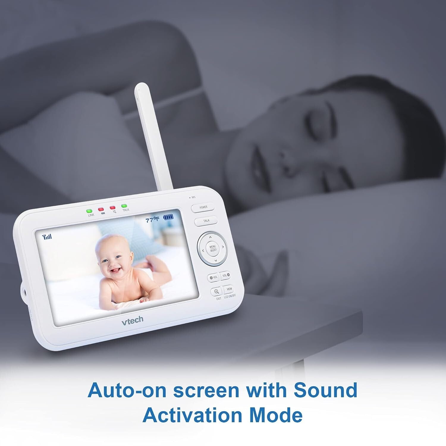 Secure 5-Inch Baby Monitor with Dual Cameras, Glow Night Light & Soothing Sounds