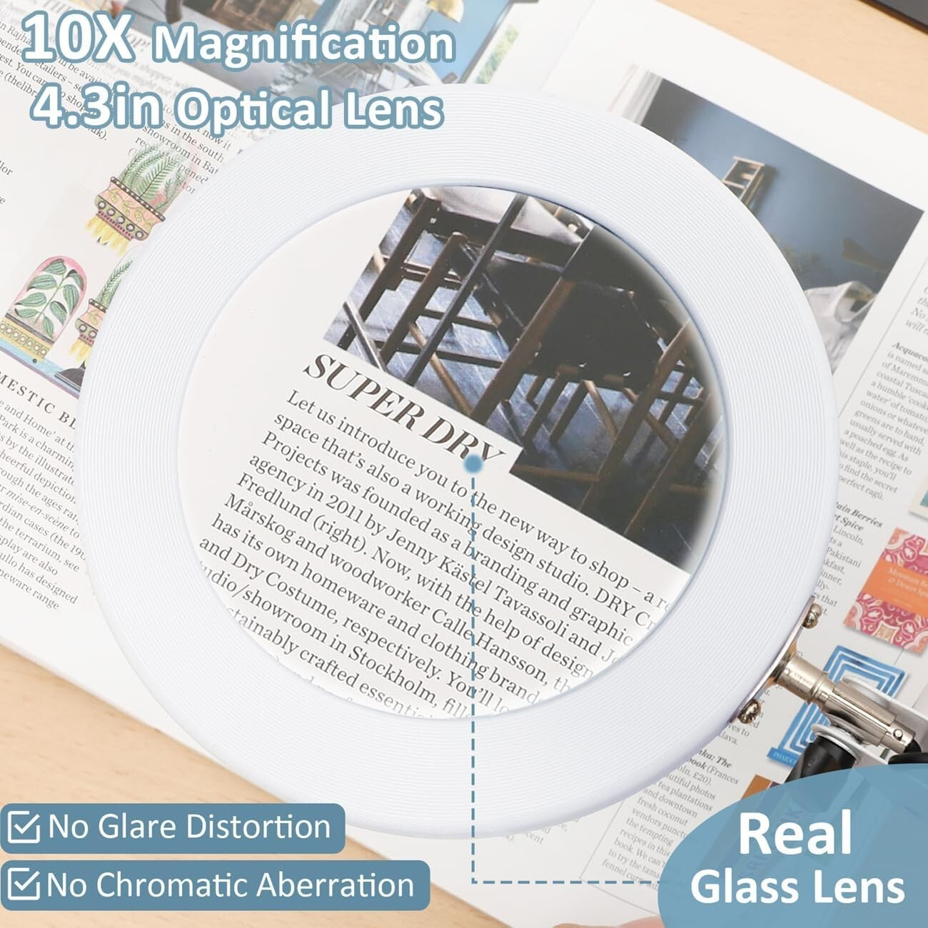 10X Magnifying Lamp with Adjustable Arm & LED Light - Ultimate Craft Companion