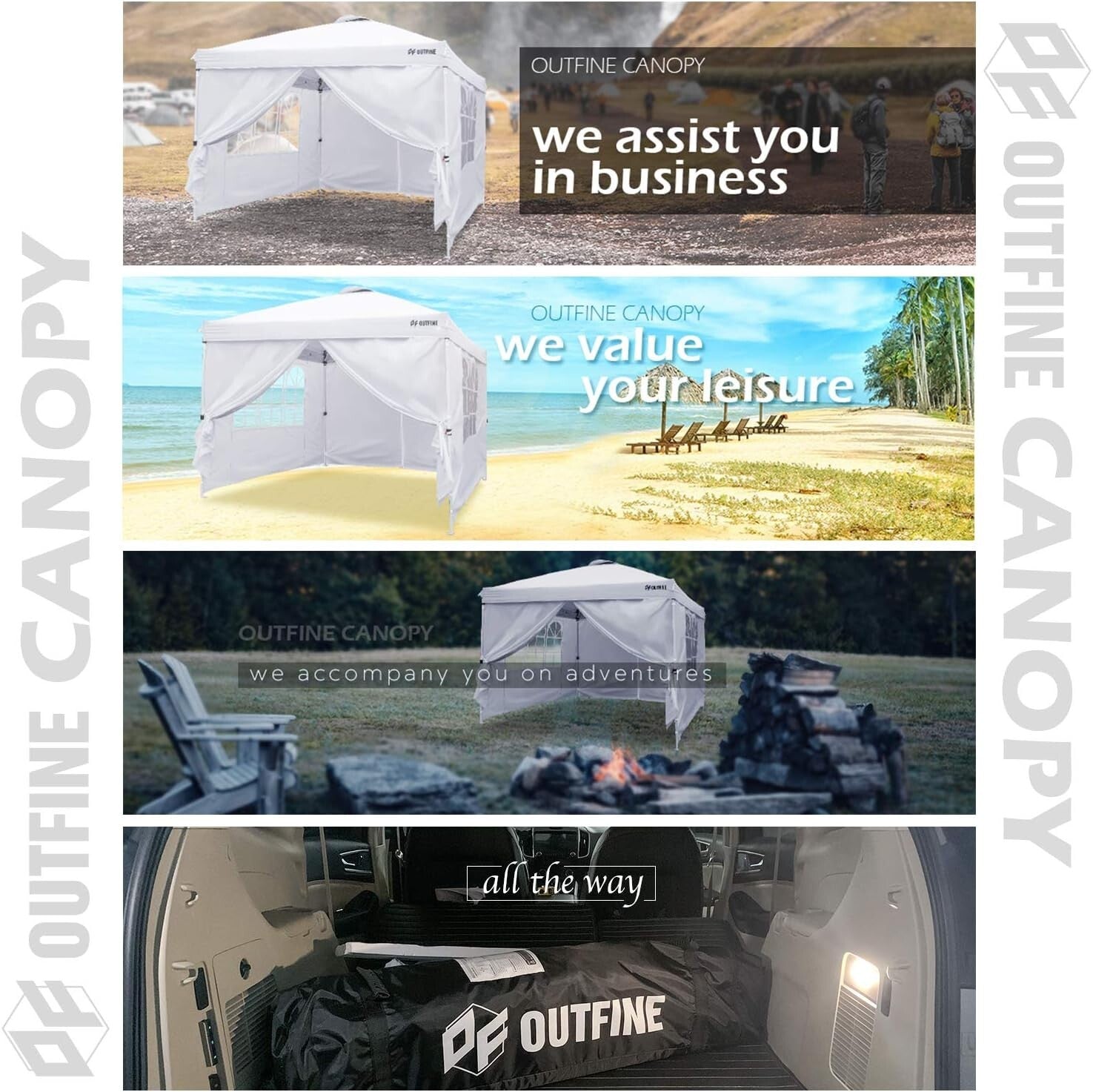 10'x10' Pop-Up Waterproof Canopy Tent with Removable Sidewalls - Outdoor Bliss