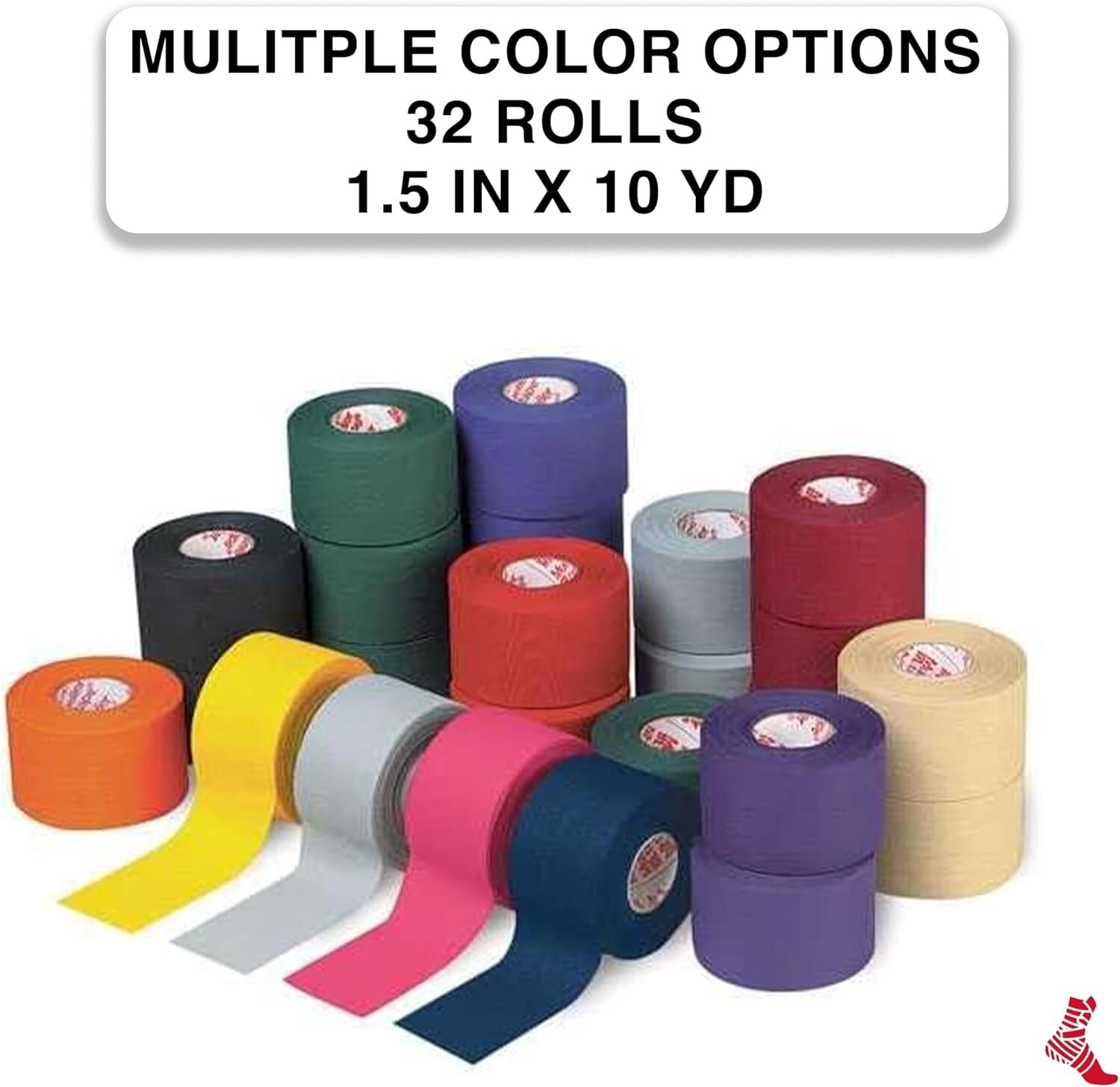 Durable Water-Resistant Athletic Tape - 32 Rolls, Easy Tear for Quick Support