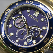 Load image into Gallery viewer, 200m Water Resistant Diver's Chronograph Watch with Blue Dial &amp; Gold Tone Band