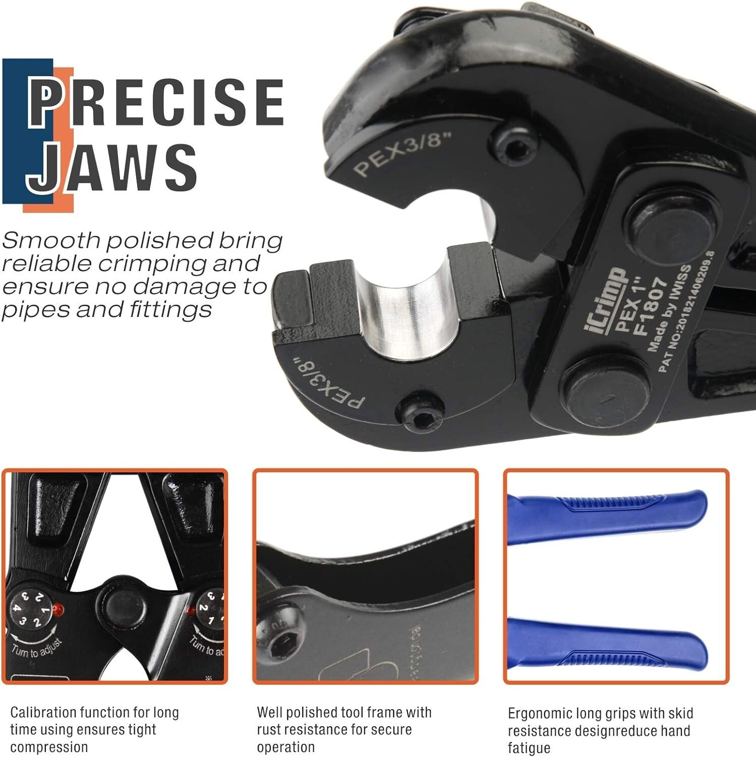 iCrimp PEX and Copper Crimping Tool Kit for 3/8 to 1-inch Pipes - Compact Design