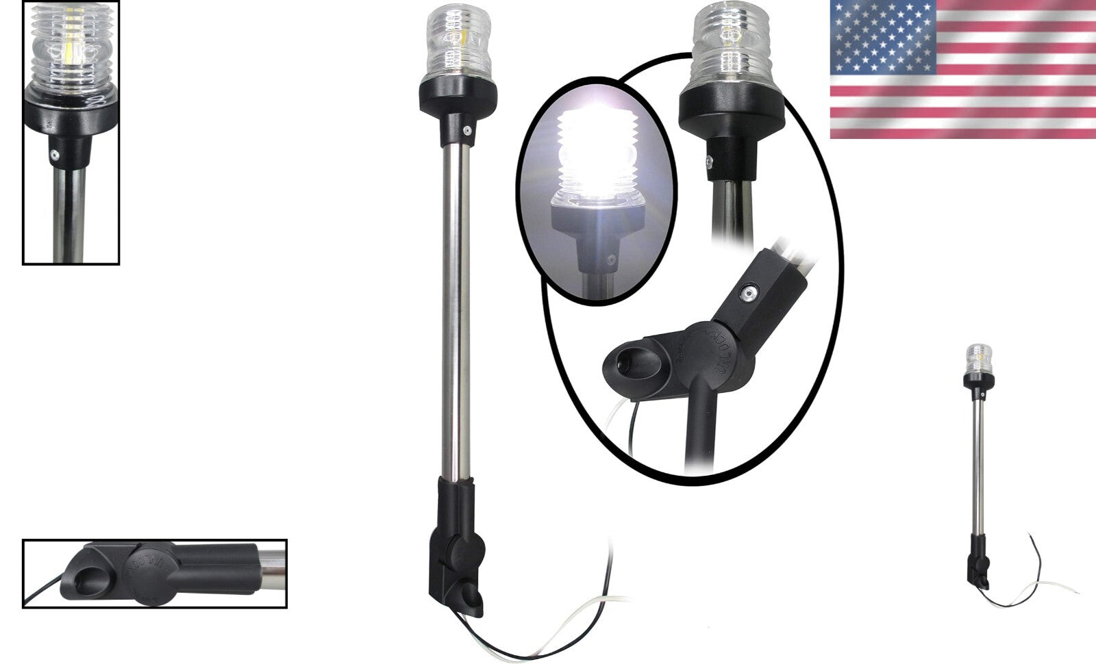 Durable LED Anchor Light with Waterproof Housing - USCG Approved 3NM Visibility