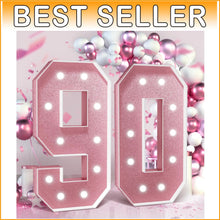 Load image into Gallery viewer, Glamorous 90 Year Old Birthday Marquee Sign - 4FT Lighted Rose Gold Display