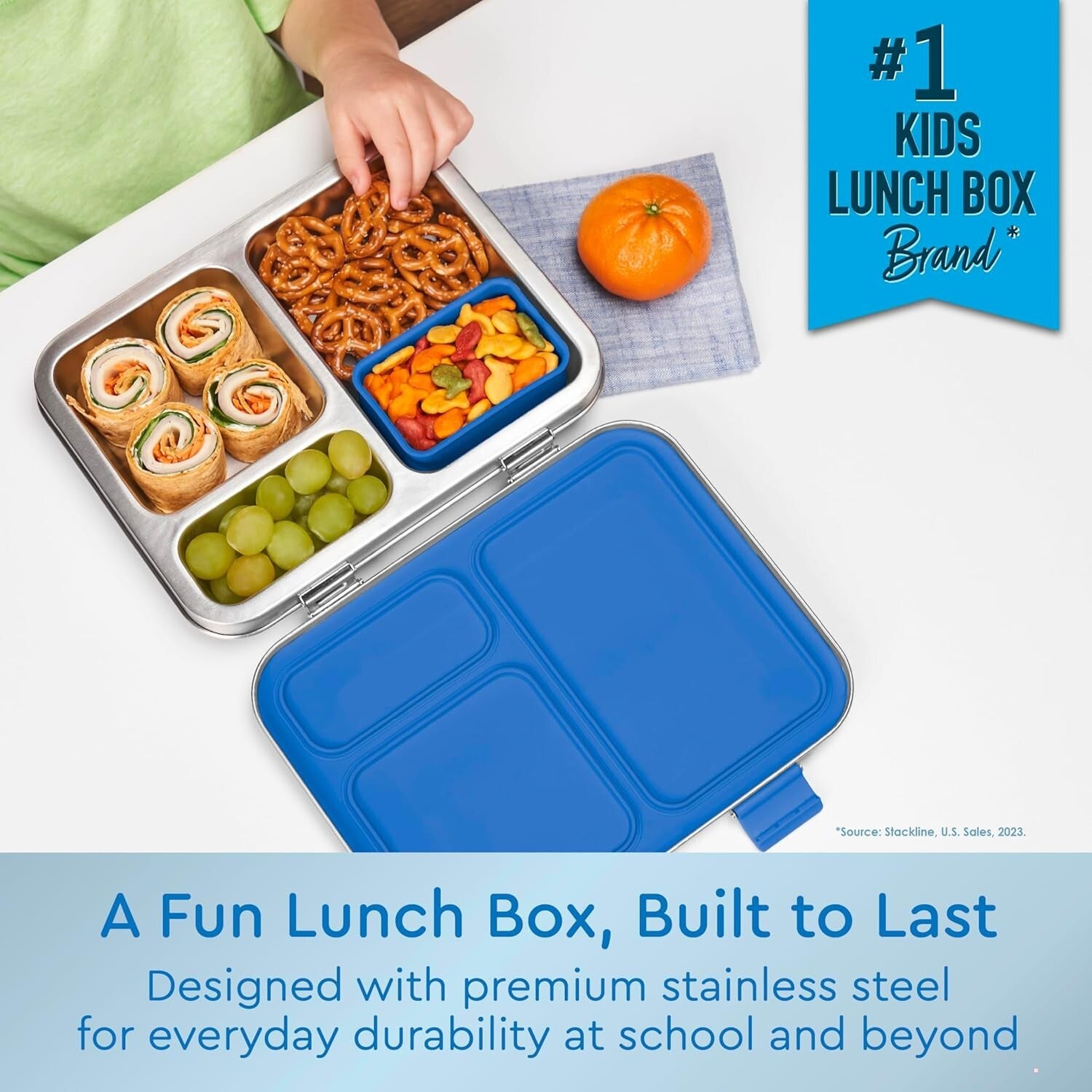 Airtight Kids Lunch Box with 3 Compartments & Dishwasher Safe Design – Age 3+