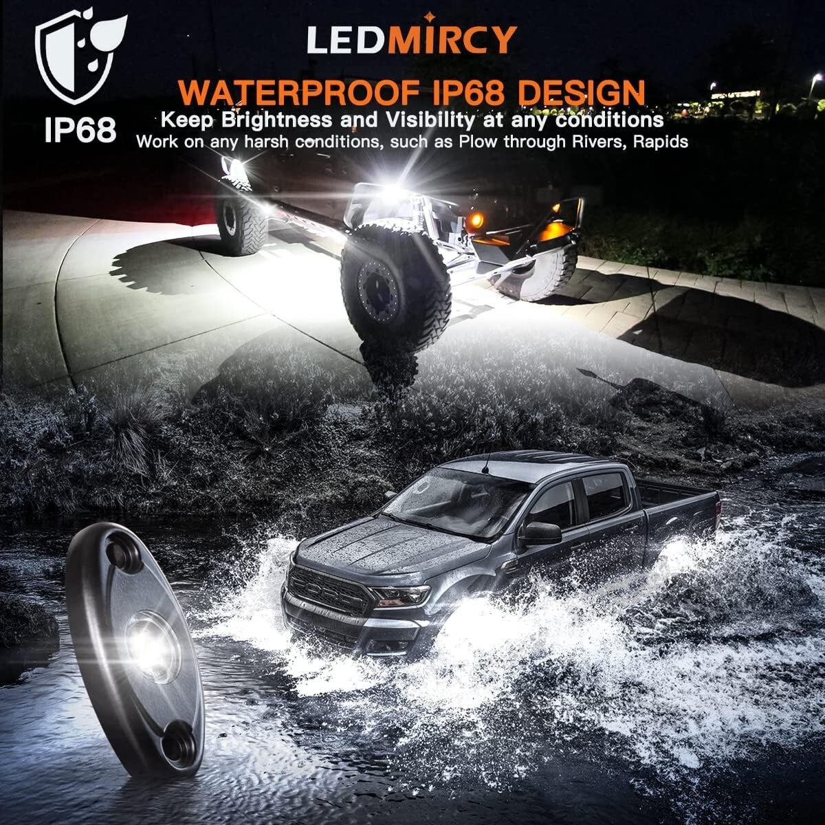 20-Pack Waterproof LED Rock Lights - High Power Pure White Underbody Lighting
