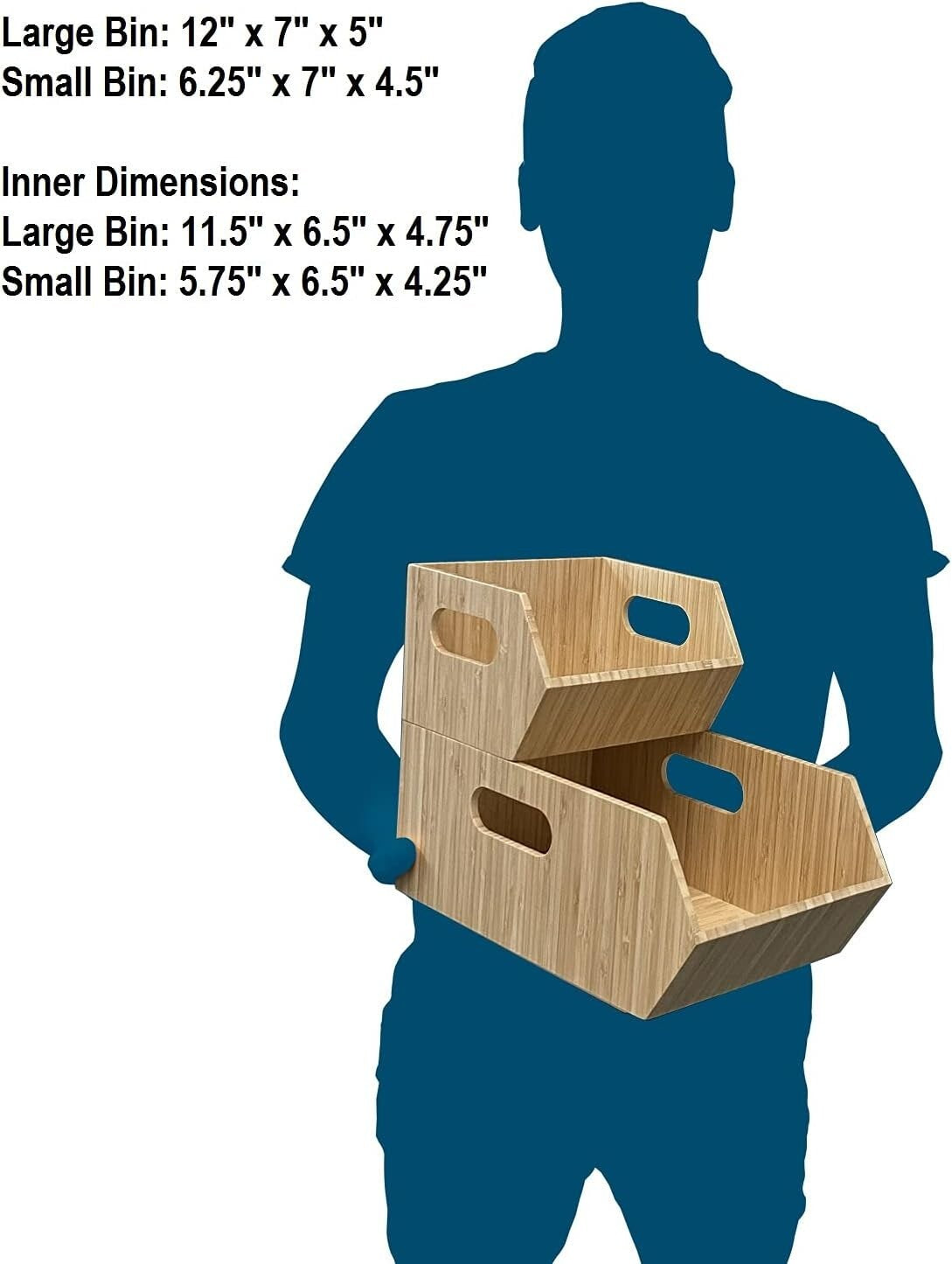 Compact Bamboo Storage Bins Set - Ideal for Efficient Kitchen Organization