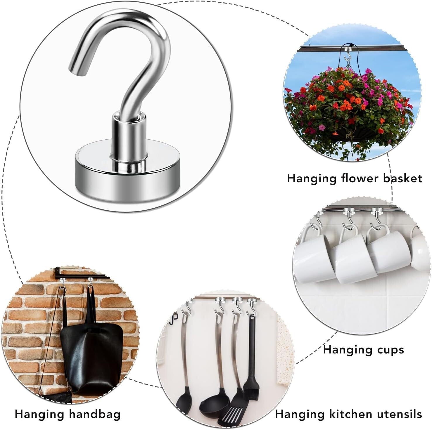 30LB Heavy-Duty Neodymium Magnetic Hooks - 120 Pack for Ultimate Organization