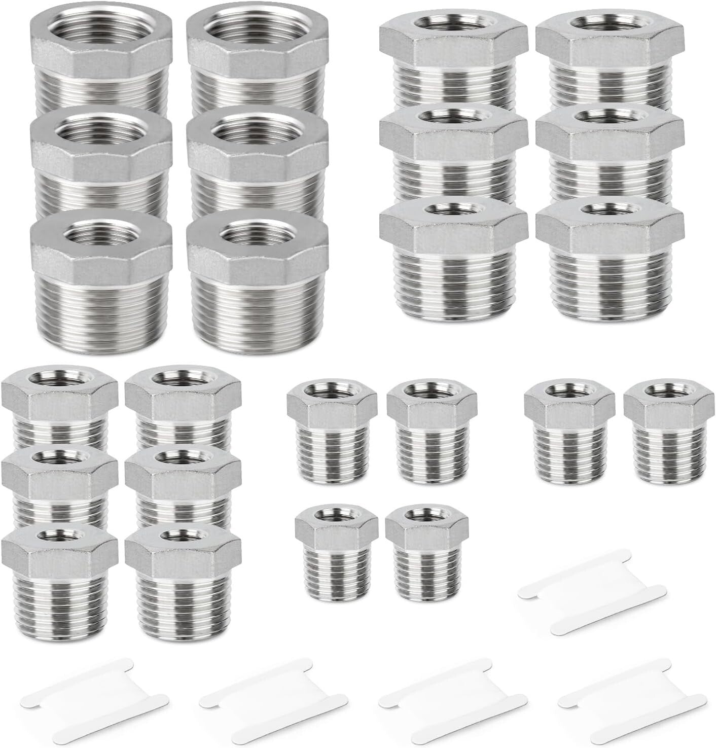 Versatile 24-Piece Hex Bushing Fitting Kit Made of Corrosion-Resistant Steel