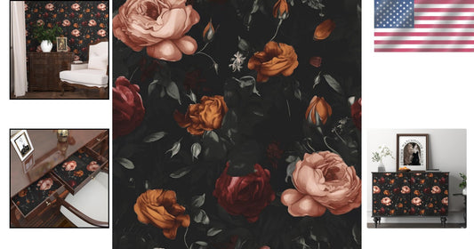 Elegant Black Floral Peel and Stick Wallpaper - Large Coverage 17.5in x 393.7in
