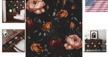 Load image into Gallery viewer, Elegant Black Floral Peel and Stick Wallpaper - Large Coverage 17.5in x 393.7in