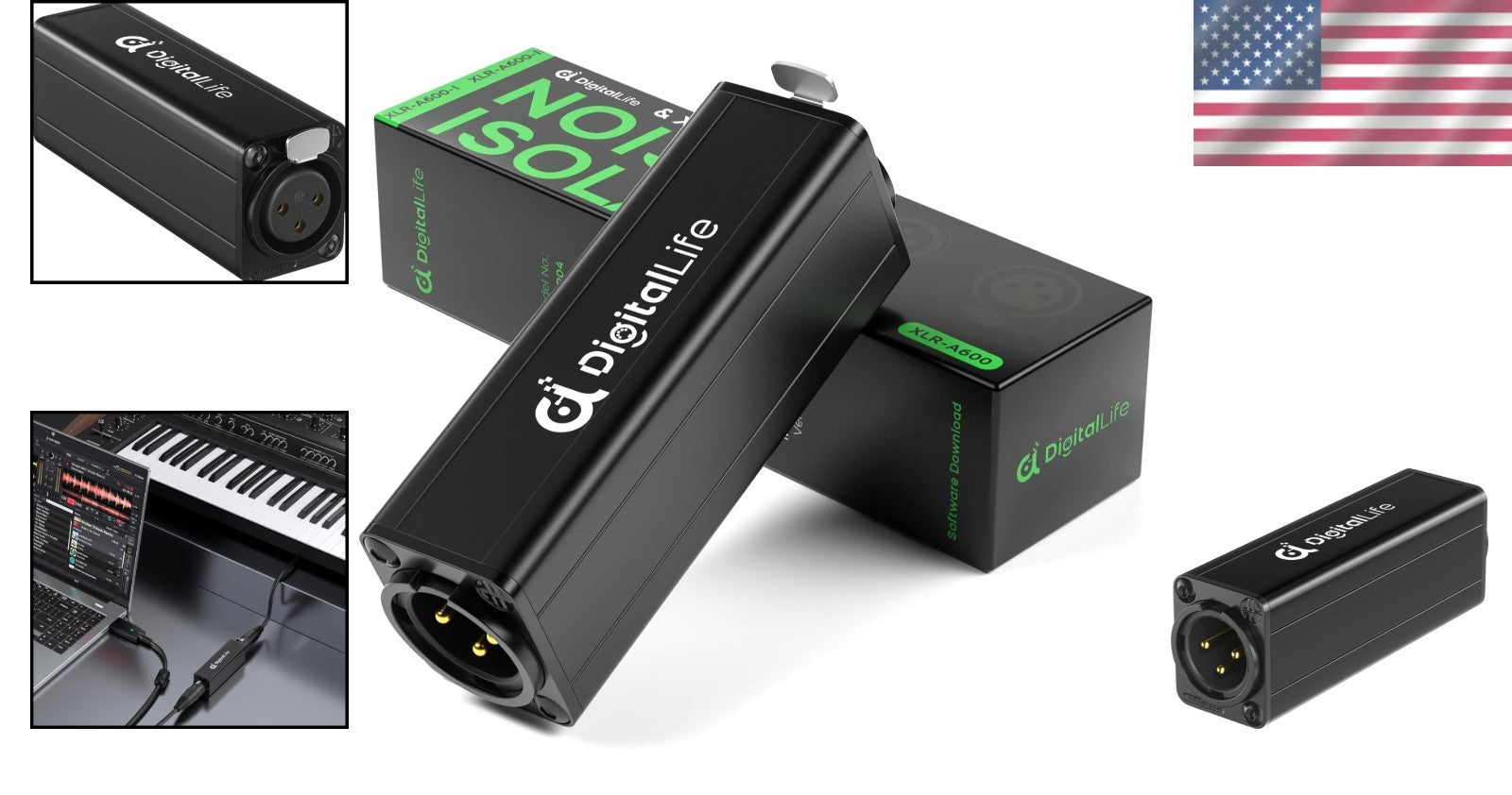 XLR Ground Loop Isolator for Clear Audio - Female-to-Male Connection, No Power