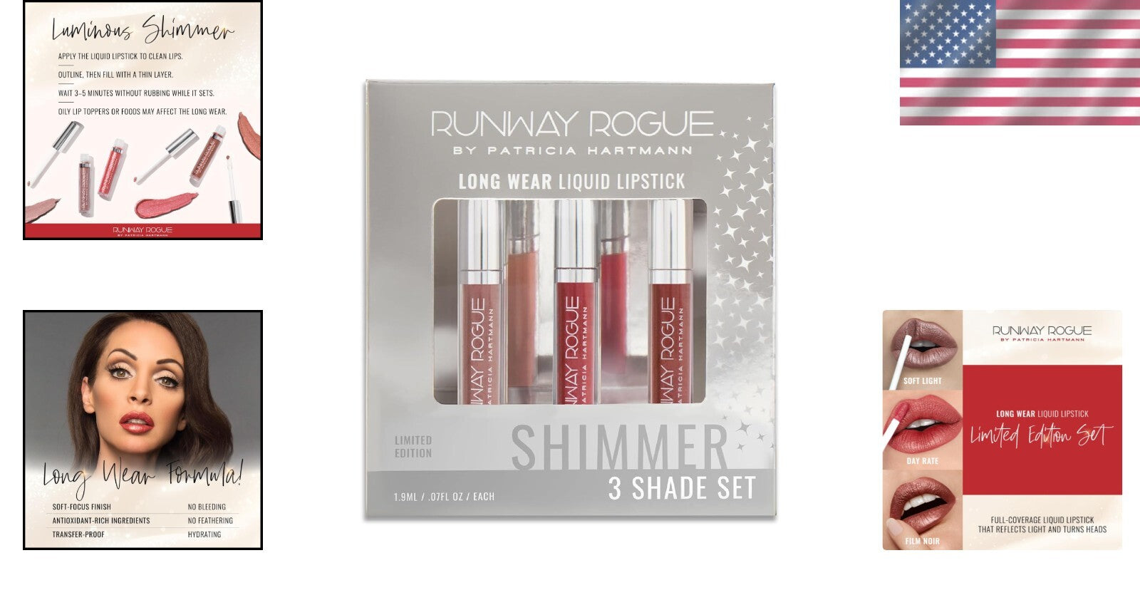 Glamorous Sunset Trio Mini Liquid Lipsticks - Soft Light, Day Rate, Film Noir