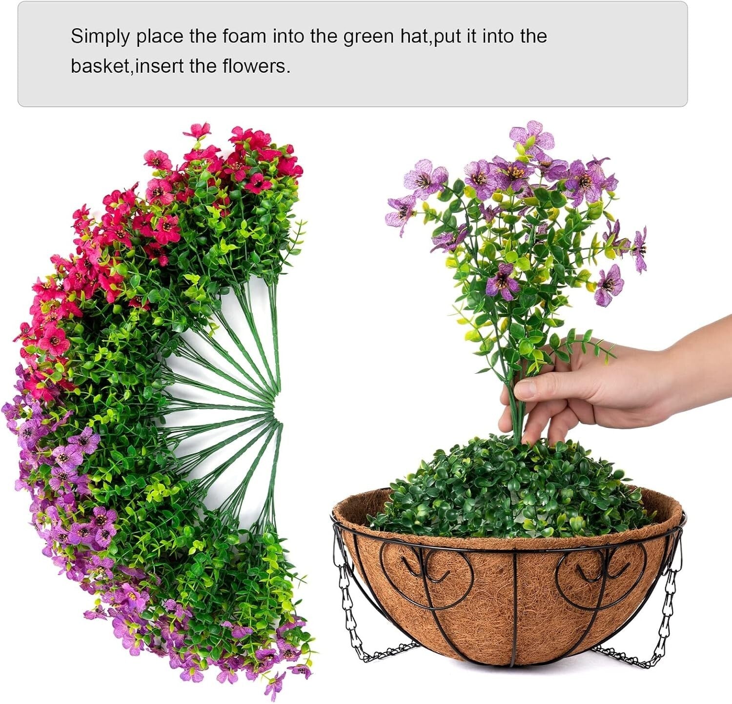 Beautiful Hanging Flower Basket with Rattan Container - Outdoor Elegance