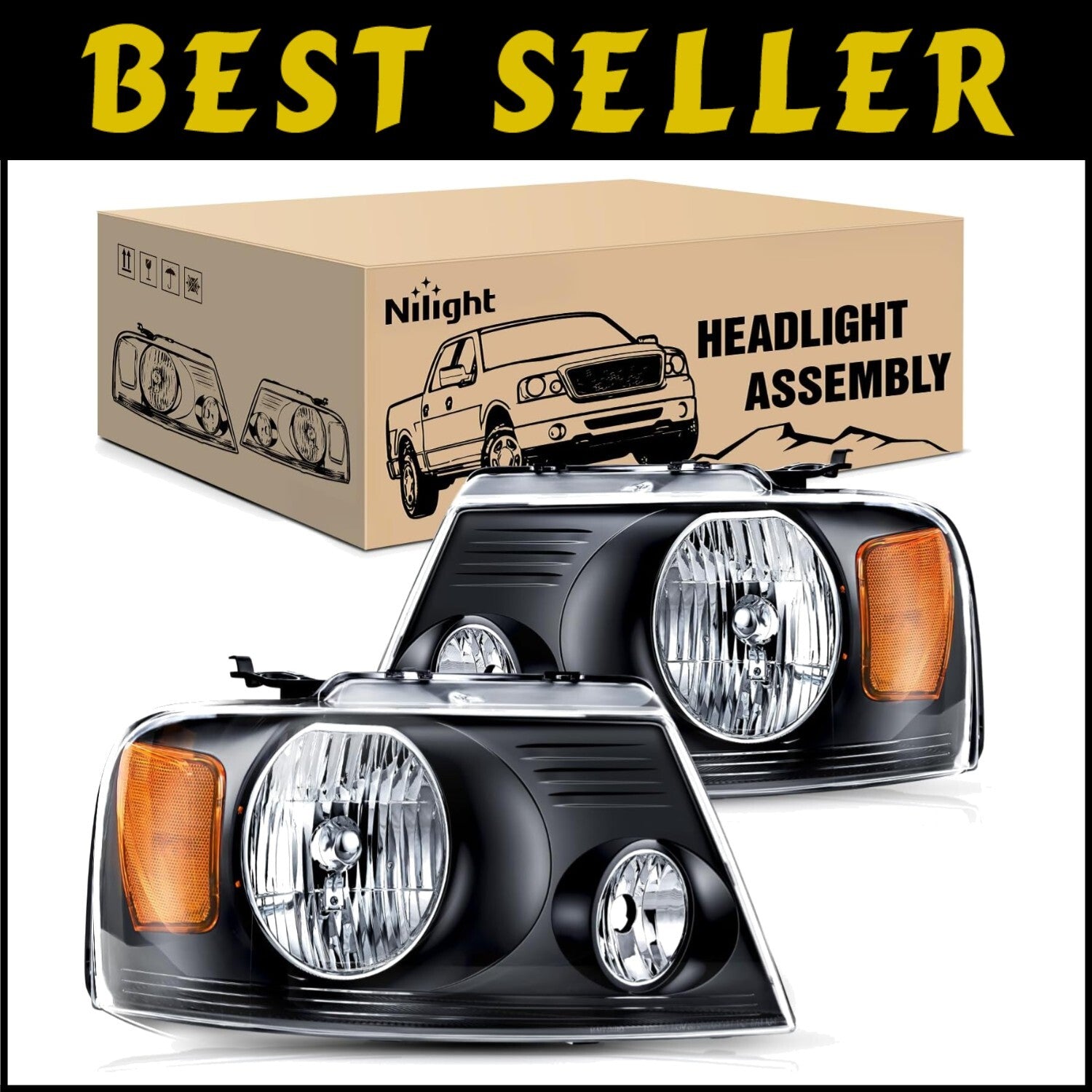 DOT Compliant 2004-2008 F150 Headlight Assembly - Easy Installation & Waterproof