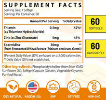 Load image into Gallery viewer, High-Potency 30mg Liposomal Spermidine Supplement - 99% Absorption, 180 Softgels