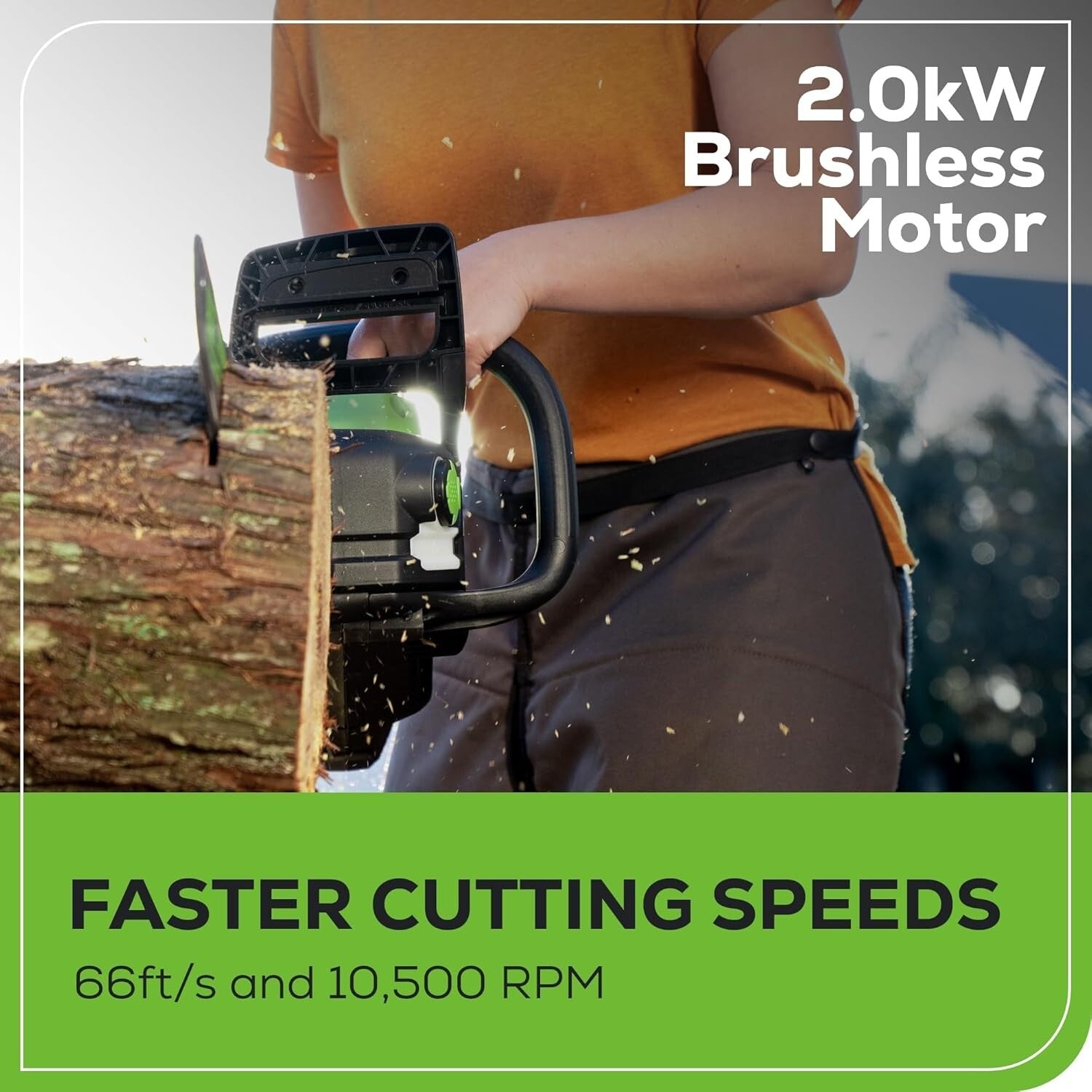 60V Brushless Cordless Chainsaw with 2.5Ah Battery - Effortless Yard Care