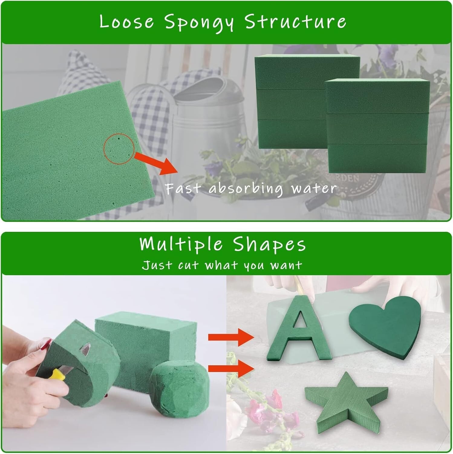 35 Pcs Green Wet & Dry Floral Foam for Custom Arrangements - 5.5”L x 3.1”W