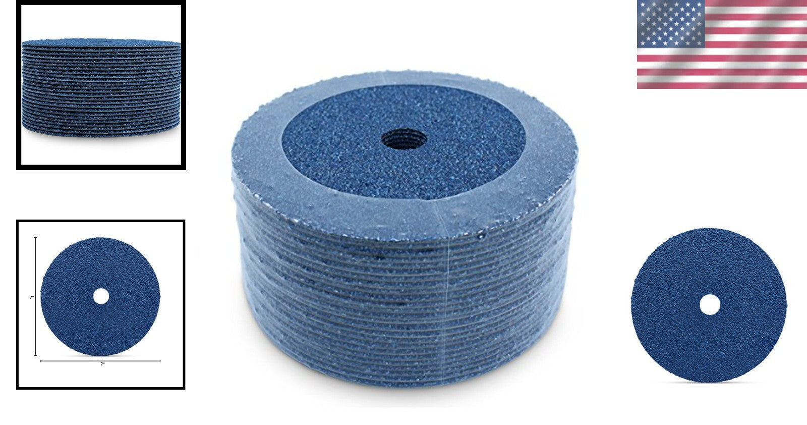 Durable 36 Grit Zirconia Sanding Discs 7" x 7/8" - 25 Pack for Angle Grinders