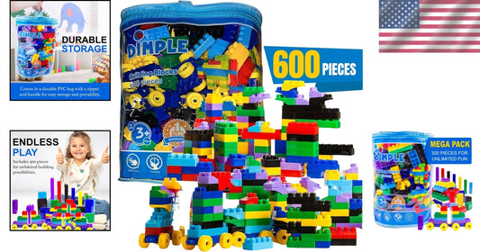 Waterproof Kids Building Blocks Set - 600 Interlocking Toys for Imaginative Play