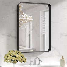Load image into Gallery viewer, Contemporary Rectangular Bathroom Mirror in Matte Black - Shatterproof &amp; Secure