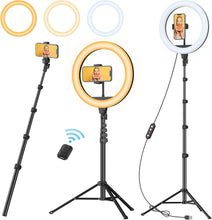 Load image into Gallery viewer, Complete Selfie Kit: 12" Ring Light with Tripod, Phone Holder &amp; Wireless Remote