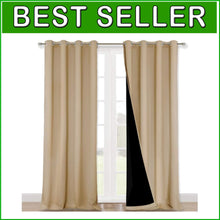 Load image into Gallery viewer, Noise Reducing 100% Blackout Curtains, Thermal Insulation - 52x95 Biscotti Beige