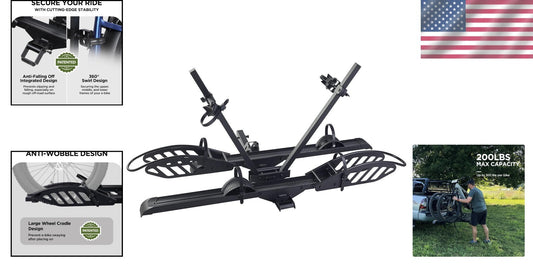 Heavy-Duty 200 lbs Capacity Bike Carrier with Anti-Wobble for 5-Inch Fat Tires