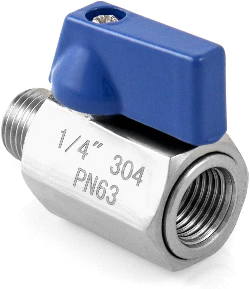 Durable 1/4" NPT Mini Ball Valve Pack - 10 Stainless Steel Shut-Off Valves