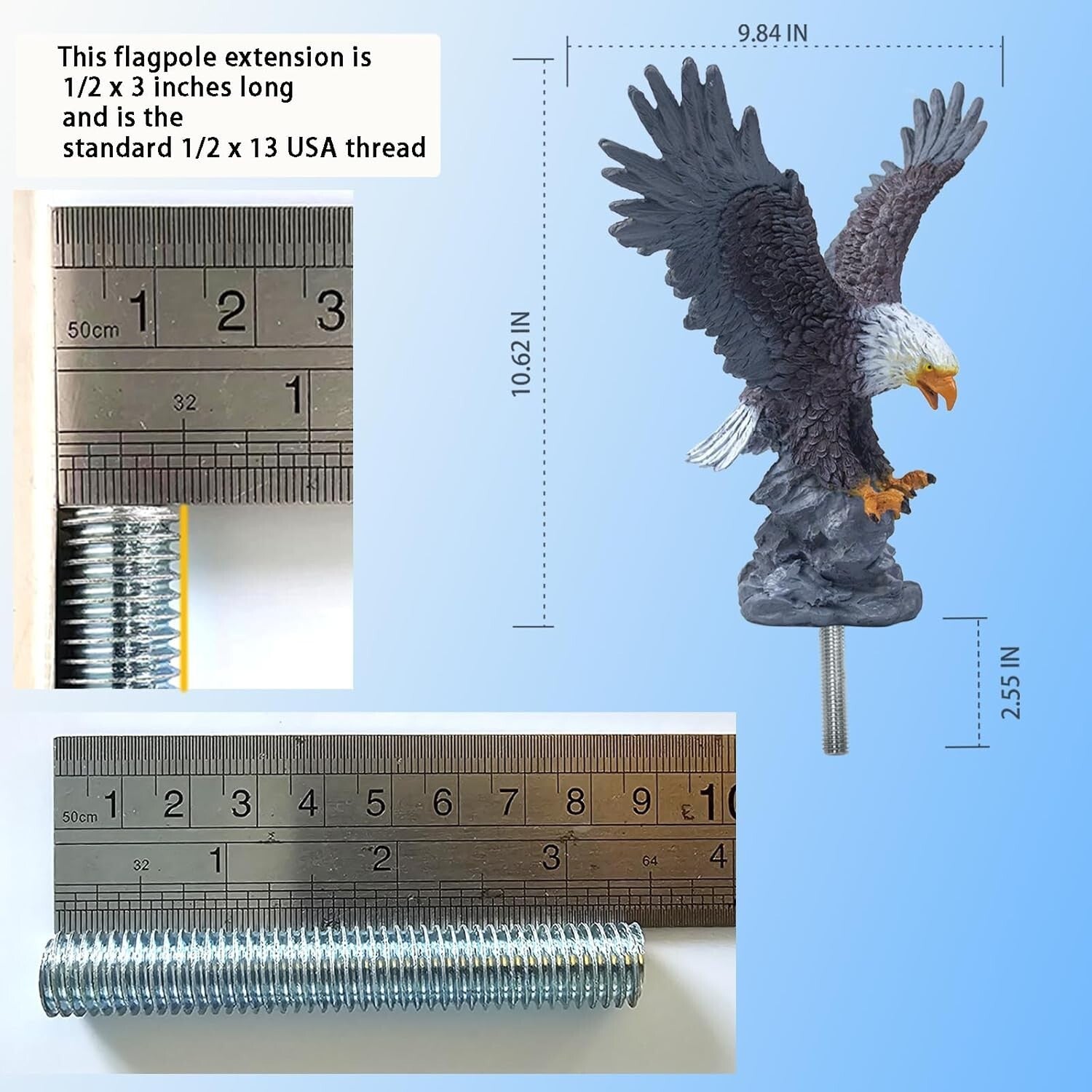 Lifelike Eagle Flagpole Finial - Weather-Resistant and Perfect for Indoor Decor