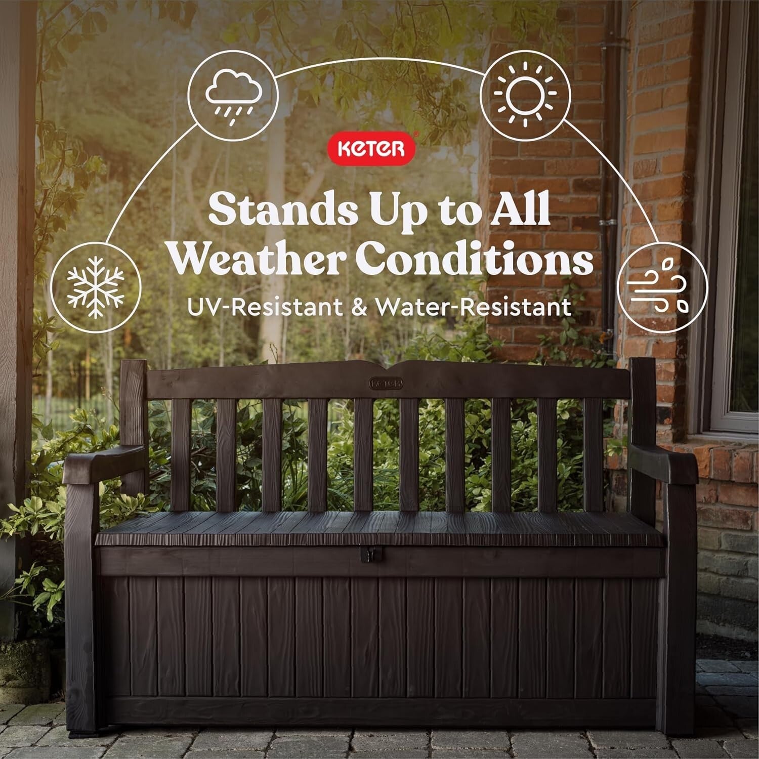 Elegant Outdoor Storage Bench - 70 Gallon Resin Deck Box for Patio & Seating