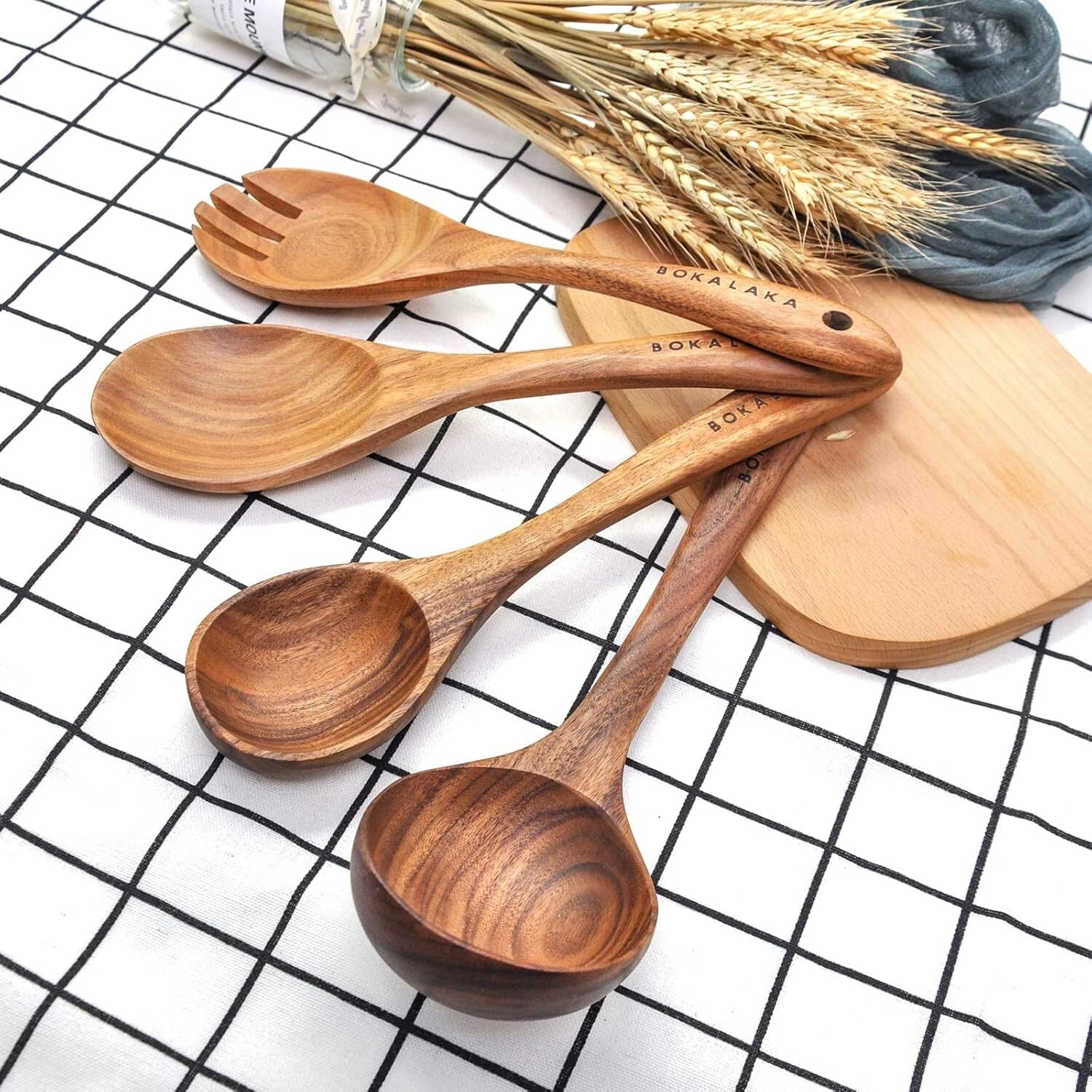 Elegant 11-Piece Teak Wooden Kitchen Utensils Set - High Heat Resistant Tools