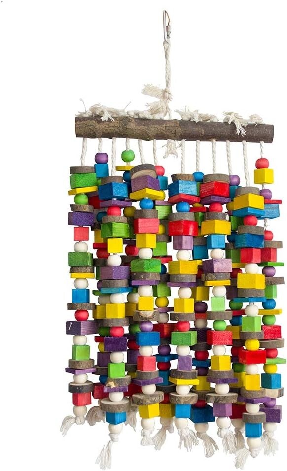 Extra Large Parrot Chewing Toy with Natural Wooden Blocks - 23.5" for Macaws