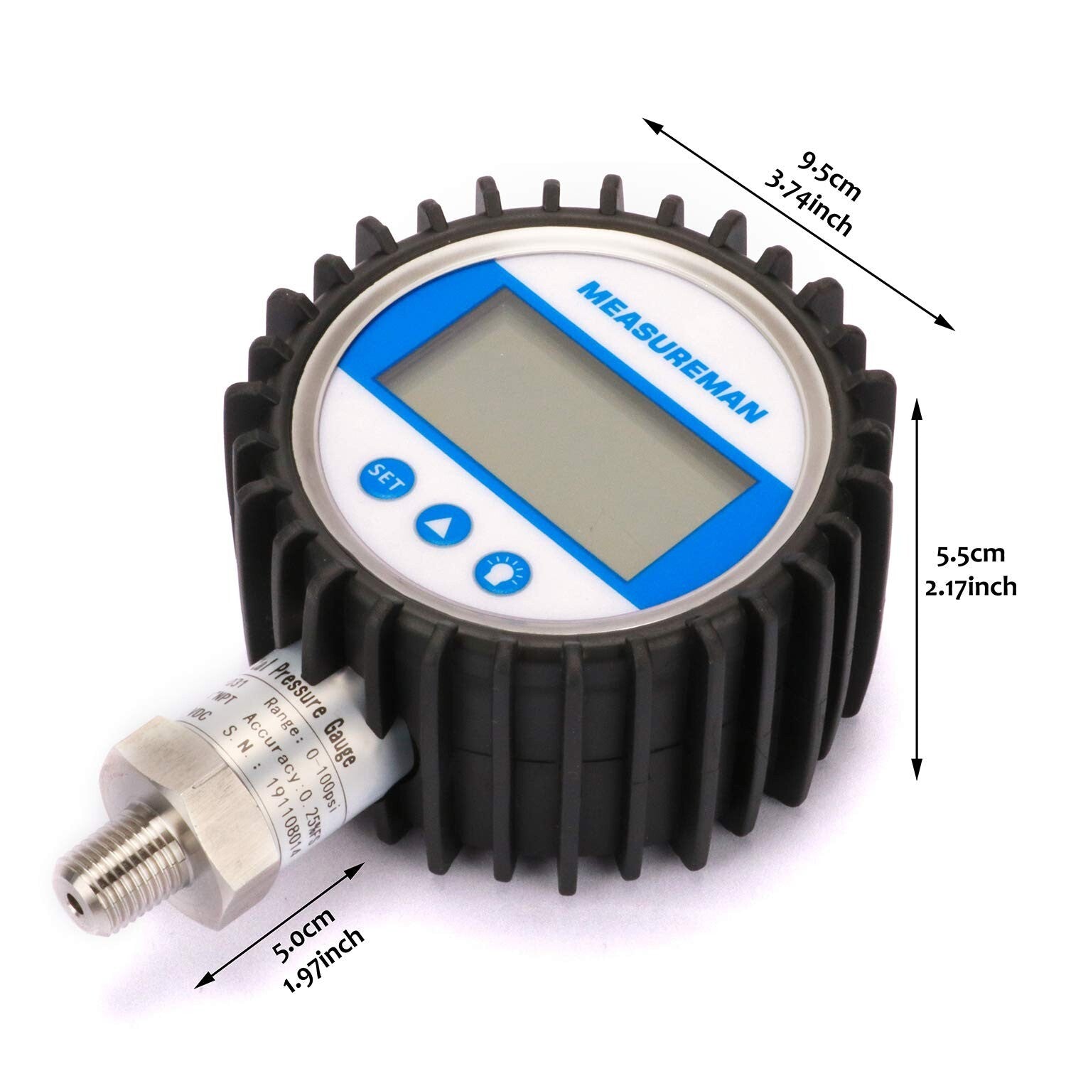 Precision Digital Pressure Gauge with 3-1/8" Dial, 0-5000psi, 150% Overload