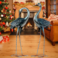 Load image into Gallery viewer, Charming Garden Crane Statue Set - Elegant Blue Heron Yard Art for Outdoor Decor